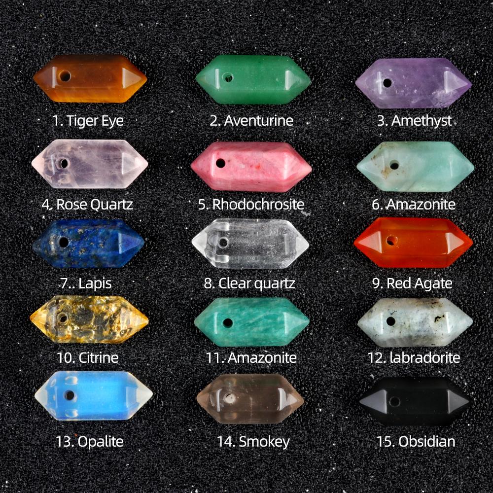 5 шт., натуральные камни, двухконечные шестиугольные подвески, перфорированные кристаллы, подвески для изготовления ювелирных изделий своими руками, женские ожерелья, аксессуары, подарки для творчества