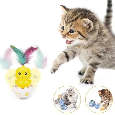 Интерактивная игрушка для кошек с перьями для домашних животных, забавная игрушка, интерактивные игрушки для кошек, катящийся тизер для кошек, игрушки-палочки с перьями, вращающийся шар