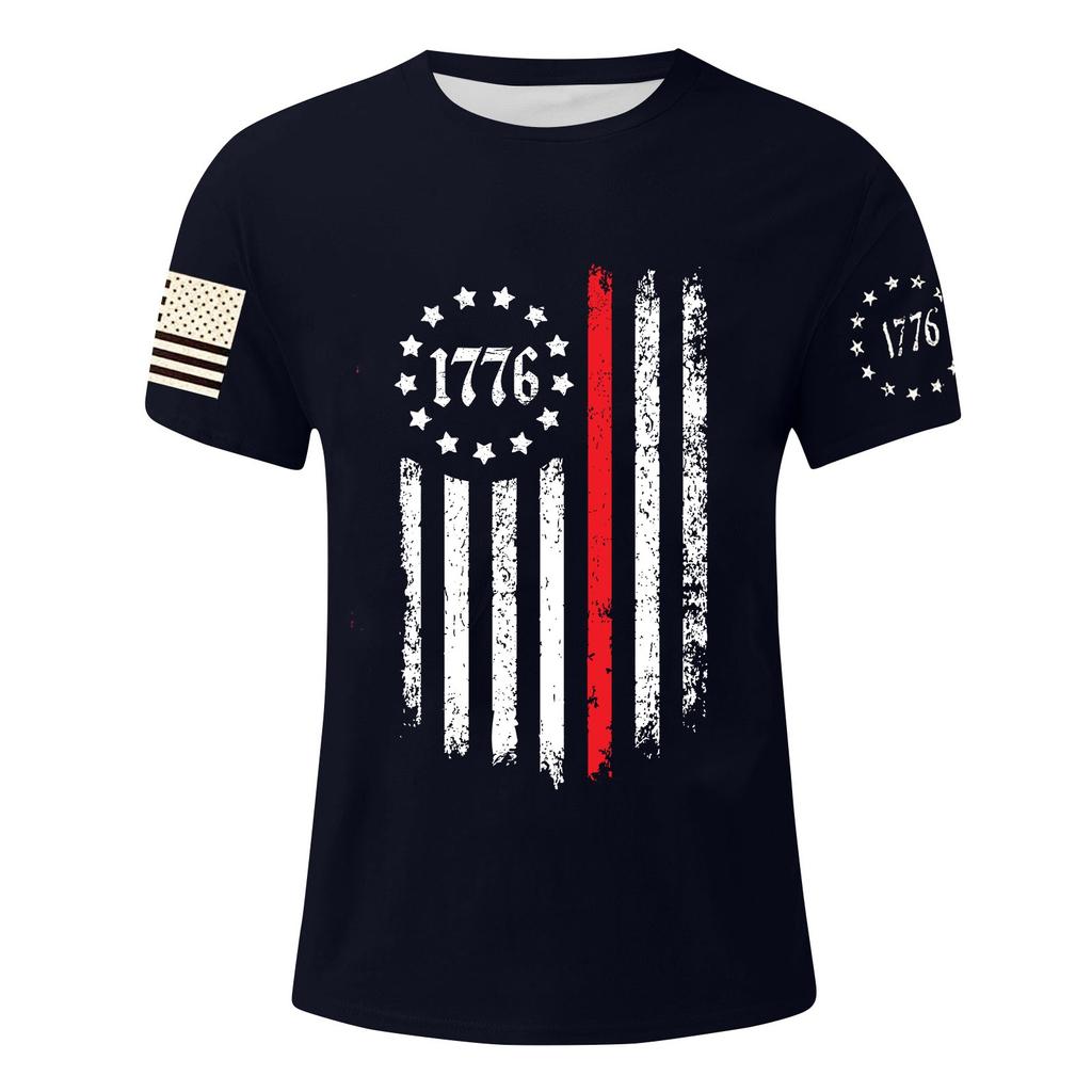 Men's Independence Day Printed T-Shirt Men's Loose Casual Short Sleeve Top