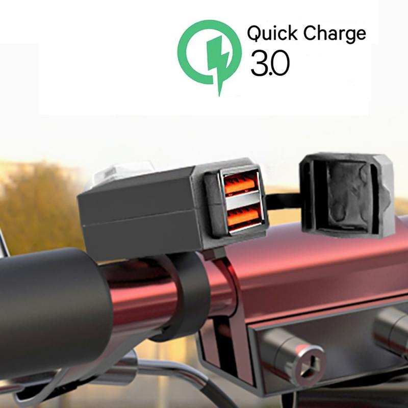 12 В-24 В QC3.0/3.1A двойной порт USB водонепроницаемый мотоцикл руль зарядное устройство адаптер розетка питания для iPhone Samsung Huawei