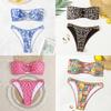 Women's Swimsuits Sexy Printed Strap Boobs Two-piece Swimsuit Bikini Set Beachwear Bathing Suits