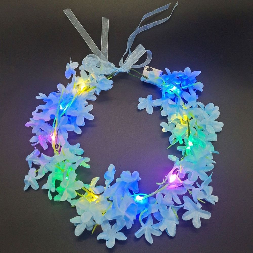 Women Girls Halloween Crown Flower Christmas Party Decoration Glowing LED Wreath Light Up Headband
