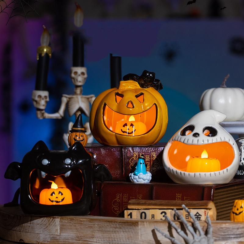 Подсвечник в виде тыквы, керамический подсвечник на Хэллоуин, атмосферное украшение и забавное хранилище для конфет, украшение рабочего стола, креативность