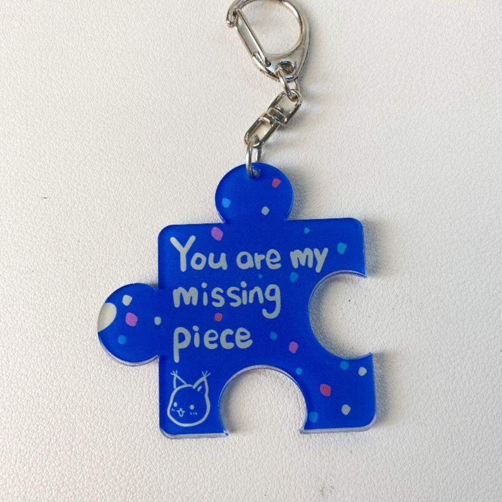 Korean Style Accessories Acrylic Puzzle Text Keychain "You Are My Missing Piece"  Versatile   Daily