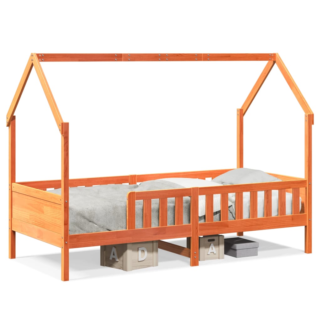 Kids House Bed Wax Brown 80 x 200 cm Pine