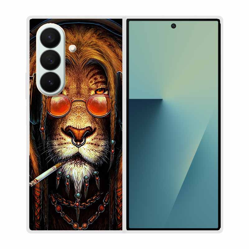 Чехол для SAMSUNG Fold 7 5G Чехлы Животное Мрамор Прозрачный Жесткий Телефон Funda для Galaxy Z Fold7 5G Задняя крышка Zfold7 Прозрачный корпус