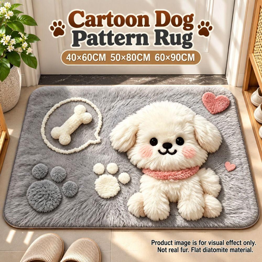 Absorbent Dog Pattern Doormat Diatomaceous Earth Bedroom Floor Mat Bathroom Carpet Rug Home Decor