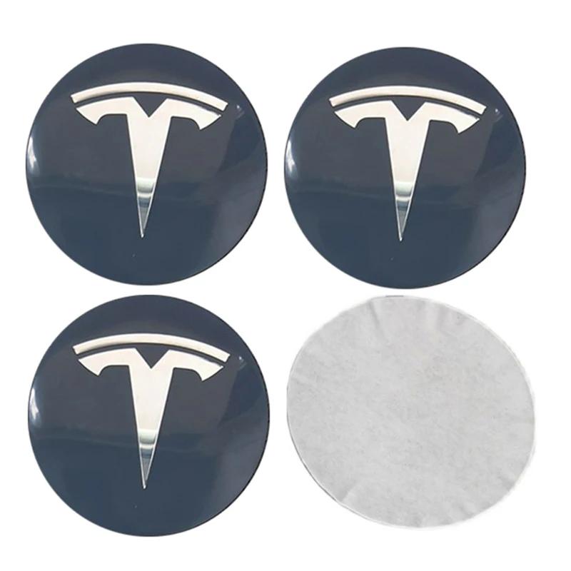 4PCS 56MM Wheel Hub Cap Sticker Car Caps Rim Stickers Badge Cover Decoration For Tesla Model Y 3 S X Roadster