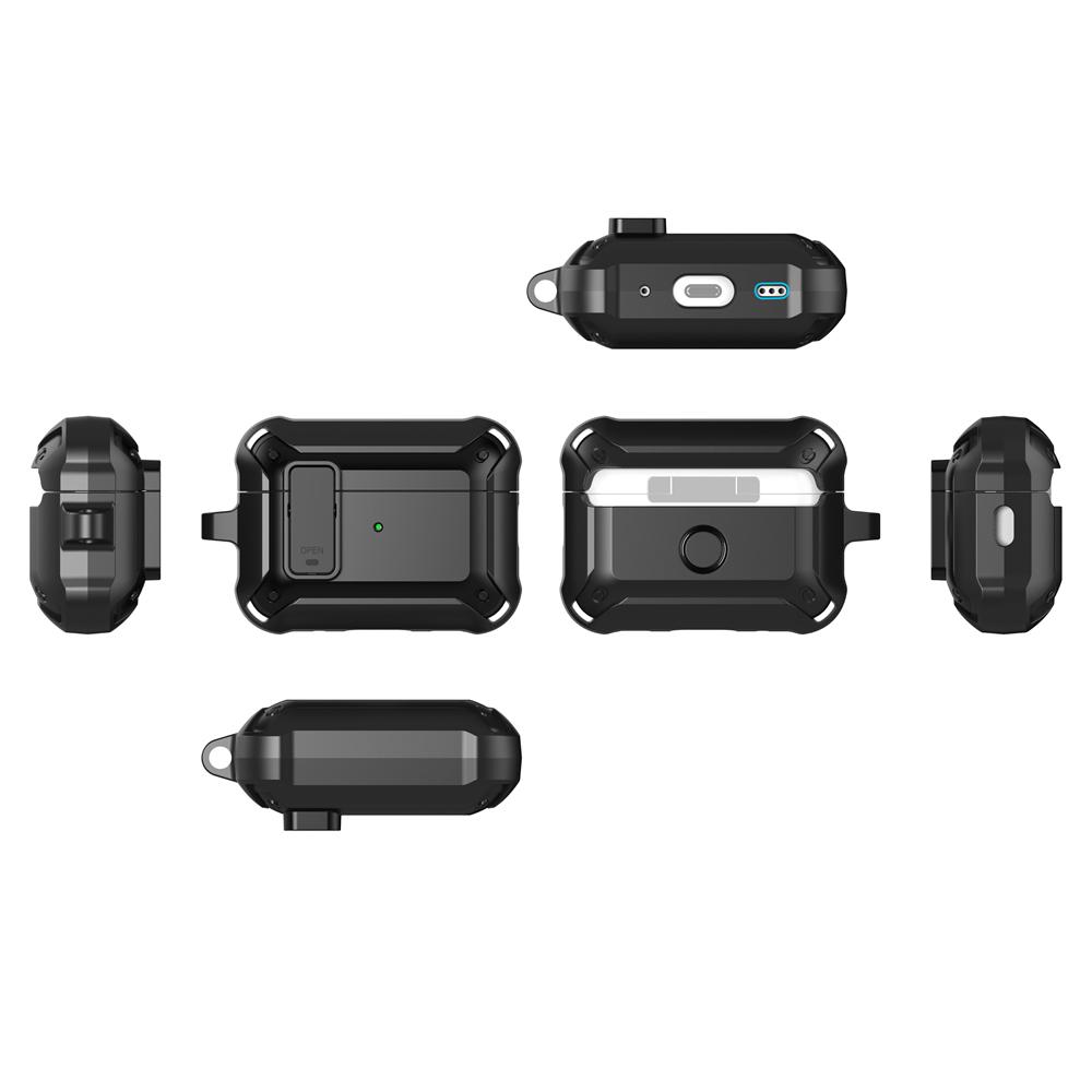 KEYSION Чехол для Bluetooth-наушников для AirPods Pro 3 Мягкий силикон+ПК Ударопрочная задняя крышка с замком-переключателем Карабин для альпинизма