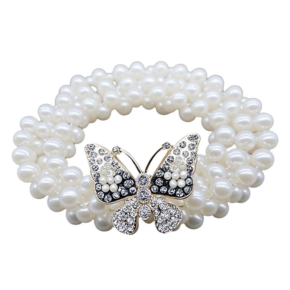 Pearls and Rhinestones Butterfly Pearl Belt  For Skirts Dress Top Sweater Coat