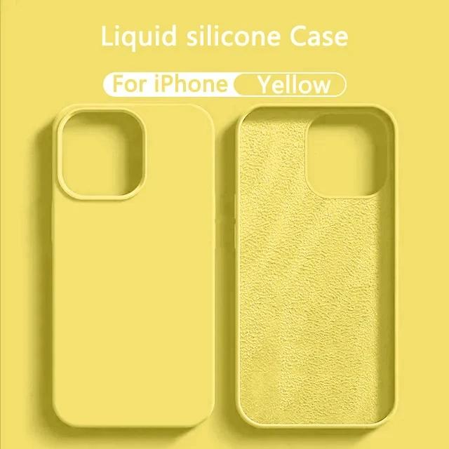 Жидкий силиконовый чехол для iPhone 11, 13, 12, 14, 15 Pro Max, чехлы для телефонов iPhone 14, 15 Plus, противоударная мягкая задняя крышка, аксессуары