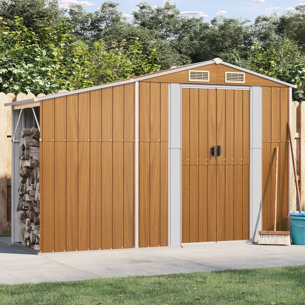Garden Shed Brown 277 x 93 x 179 cm Galvanized Steel
