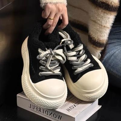 2024 Брендовые женские туфли на шнуровке спереди, женские вулканизированные туфли, модные, бархатные, горячая распродажа, классические повседневные туфли с круглым носком