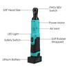 4000mAh 3/8" Electric Wrench Cordless Ratchet Rechargeable Scaffolding 90 N.m Right Angle Wrench Tool + 1/2 Battery Charger Socket Kit