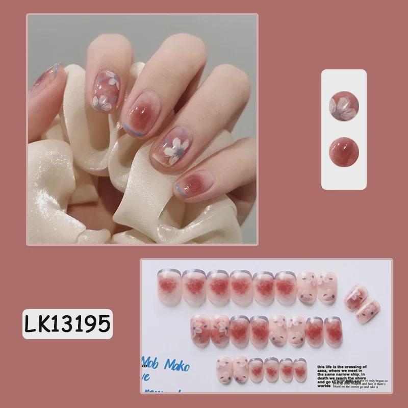 Съемные накладные ногти с черным цветком сливы