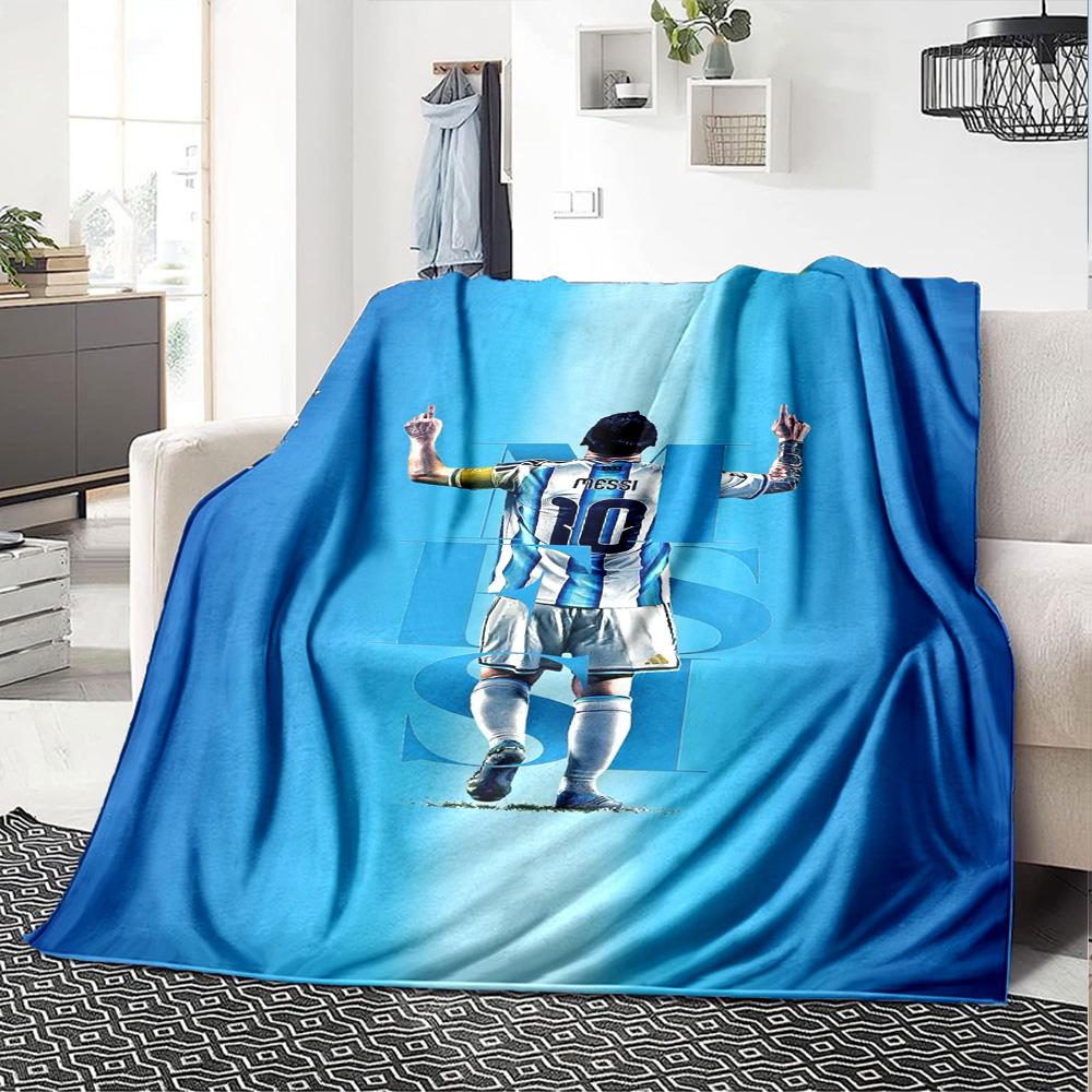 Football Messi Blanket Comfortable Great for Chair Sofa Livingroom Four Seasons Multipurpose Modern Unique Gift for Family and Friends Camping