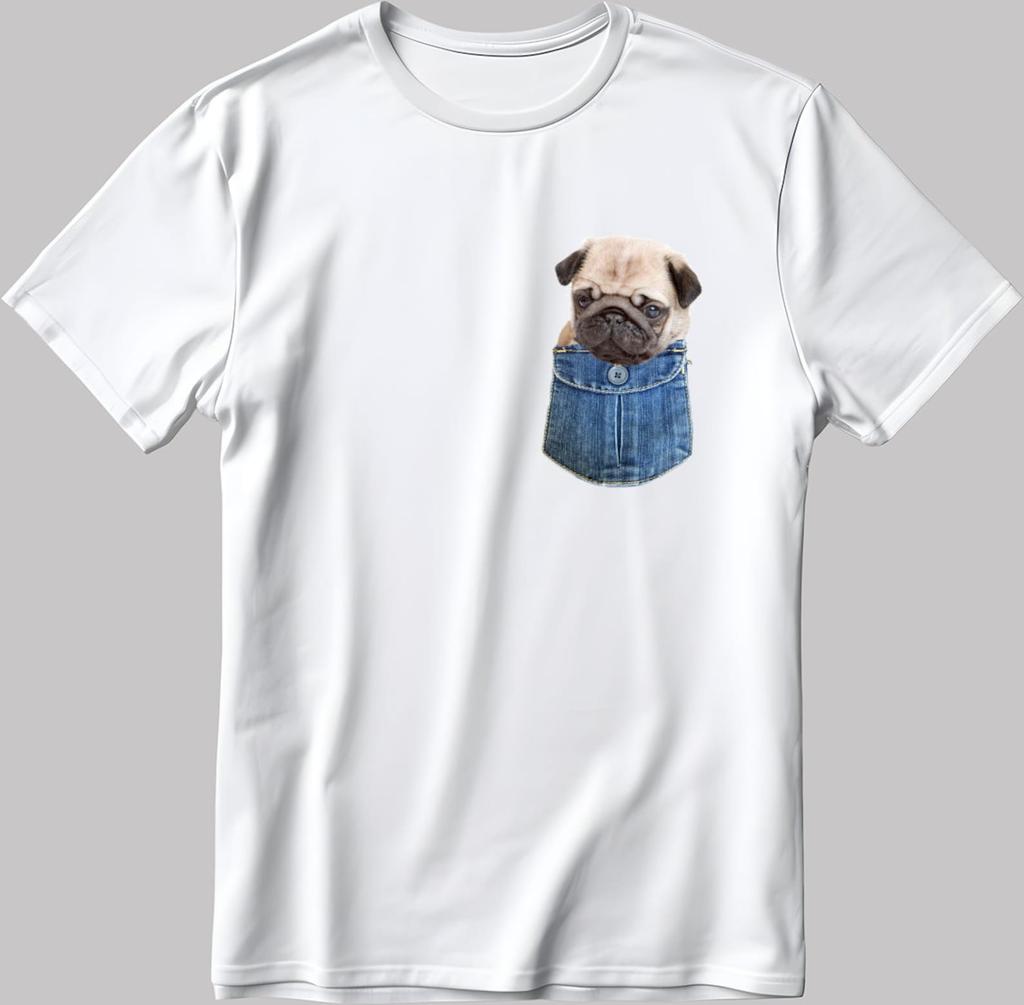 Pug in Pocket T-Shirt - Unisex Cotton Tee K861