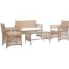 VidaXL Garden Lounge Set 4 Pcs with Cushions Wicker Beige