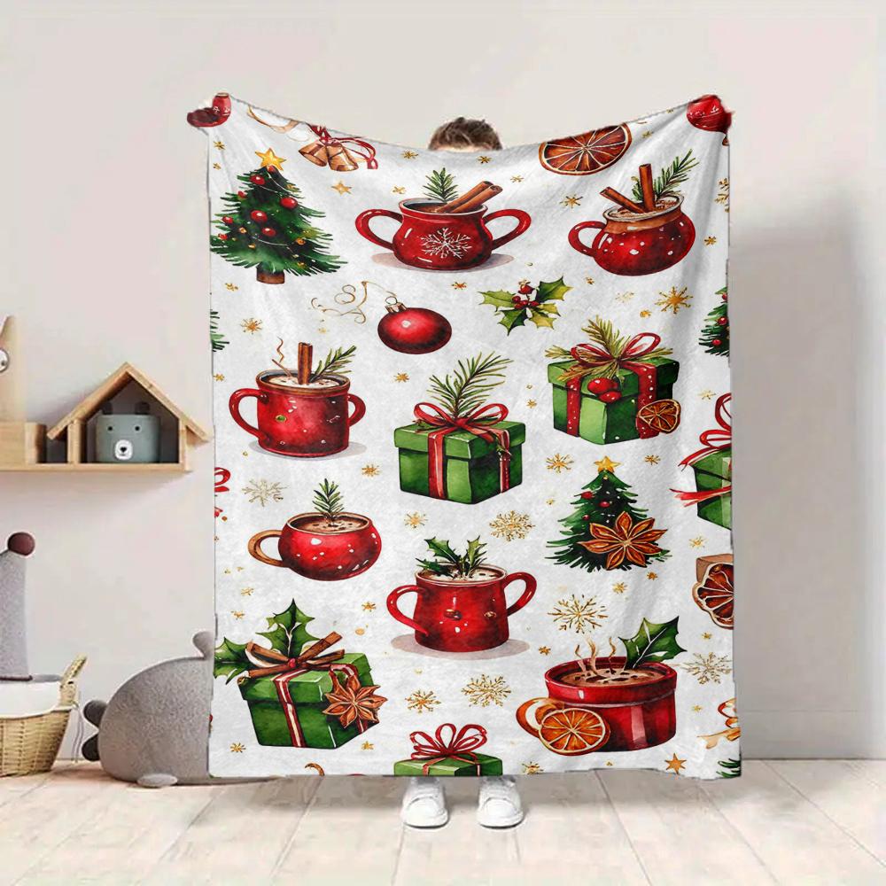 1Pc Christmas Santa Bunnies Blanket Soft And Comfortable Casual Warm Camping Travel Christmas Halloween Gift M91725