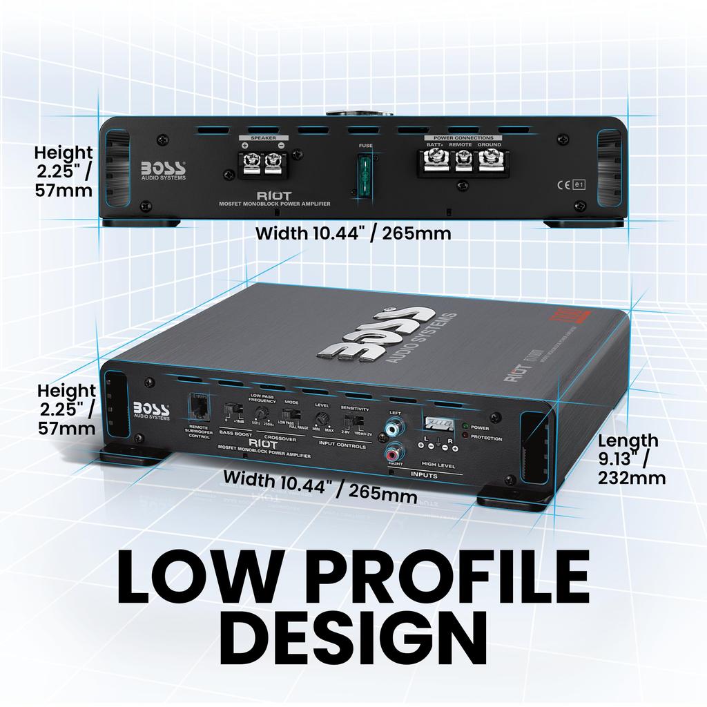 BOSS Audio Systems R1100M Серия Riot Автомобильный Аудио Усилитель для Сабвуфера 1100 Вт Моноблок Класс Стерео Усилитель со Стабильным Уровнем Ом MOSFET Мощность x x x x