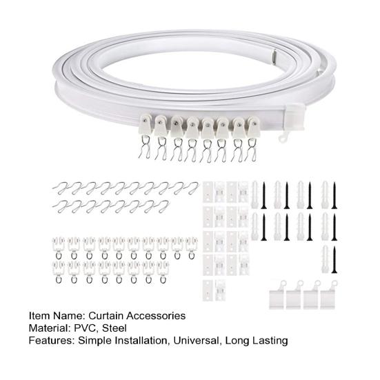 Ceiling Curtain Track Easy Installation Universal Curved Heavy-Duty Flexible Bendable Sliding Curtain Rail System Room Divider Kit