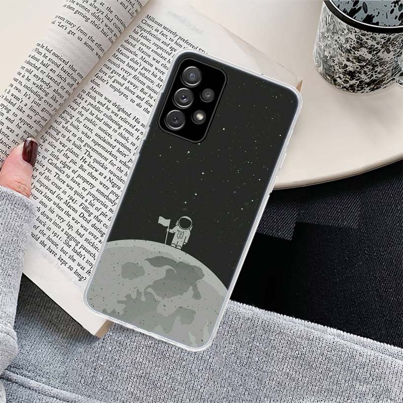 Space Moon Astronaut Phone Case for Samsung Galaxy A17 A16 A15 A14 A13 A57 A56 A55 A54 A53 A37 A36 A35 A34 A33 A26 A25 A24 A23 G