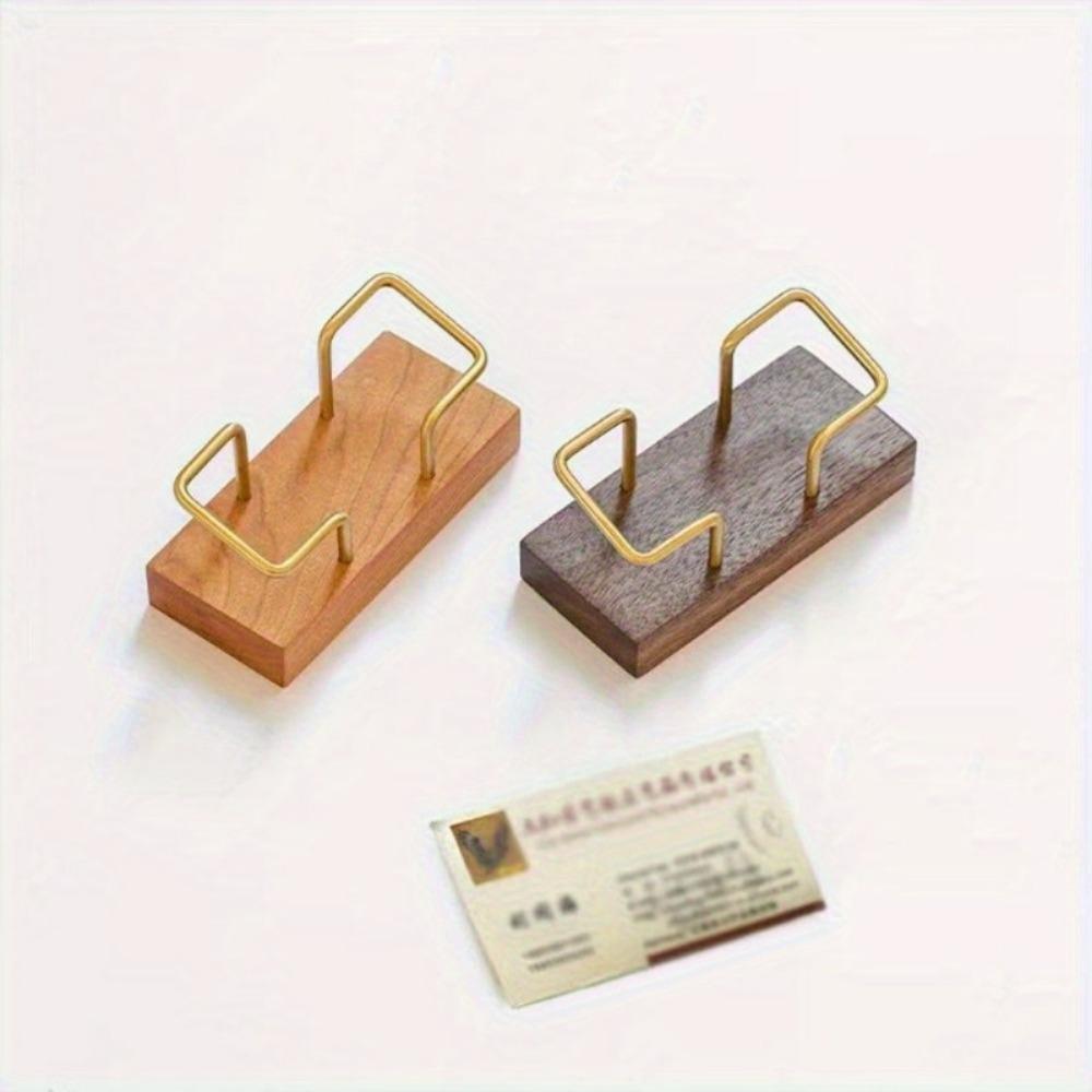 1Pc Card Storage Business Card Holder Tabletop Shelf Cards Display Stand Metal Wooden Card Holder Home Office Supply