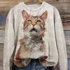 Кошка со смешным выражением лица, учуявшая странный запах, повседневная толстовка с изображением животных, женский пуловер с 3D-принтом