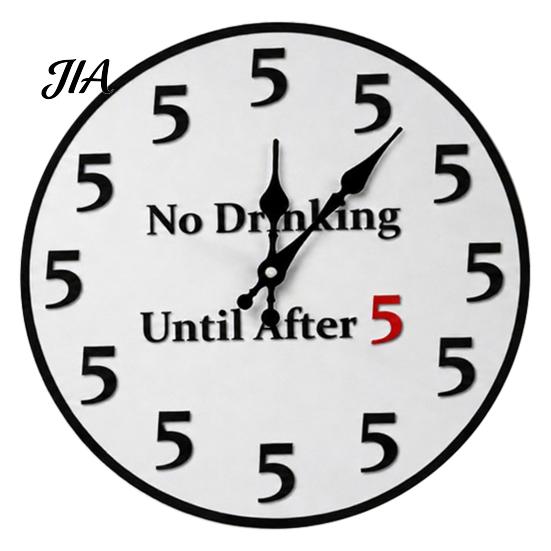 No Drinking Until After 5 Clock Wall Clock, Who Gives A Shit I'm Retired Wooden Analog Silent Non-Ticking Round for Home Kitchen Office Bar Large