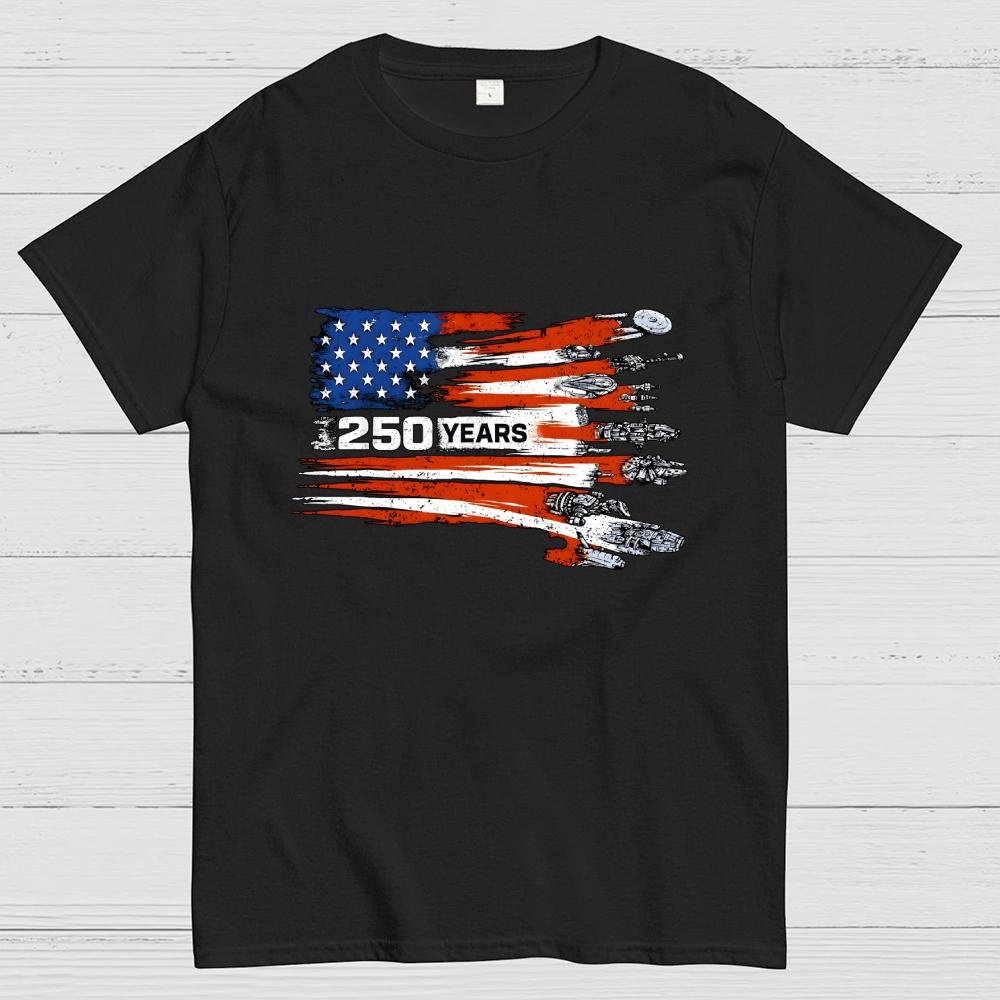 America 250th Anniversary Sci-Fi Rebels Flag Art print Cotton Casual Cool Loose T-Shirt