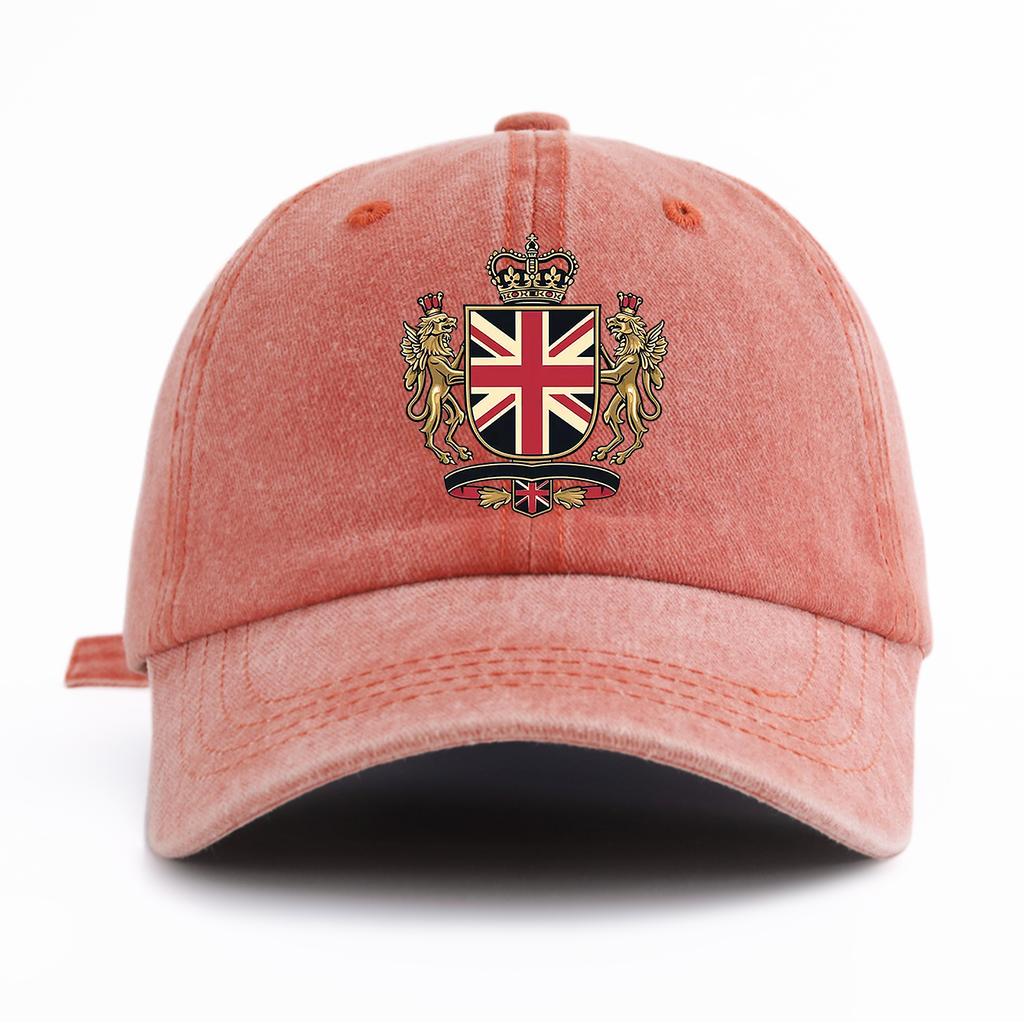 1 шт. Стильная washed бейсболка с принтом UK для взрослых, Минималистичный ретро-стиль, Повседневная, Мягкая, Регулируемая, Кепка 'Dad Hat', Идеально в качестве подарка