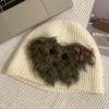 Dog Trendy Knitted Plush Winter Hat For Women Soft And Warm Fashionable Accessory