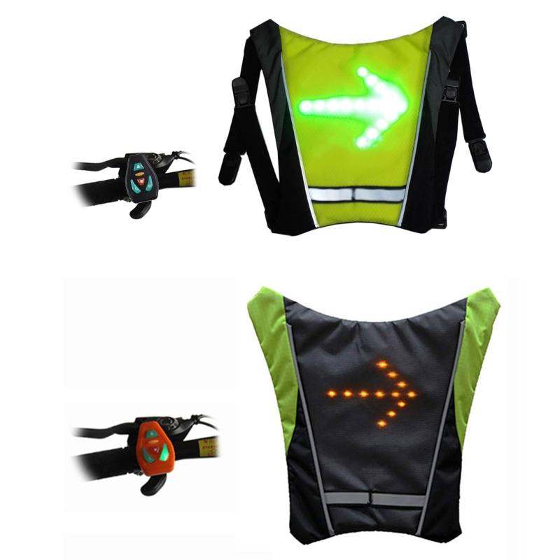 USB Charging Reflective Backpack Vest Turn Signals Indicator for Bicycle Riding