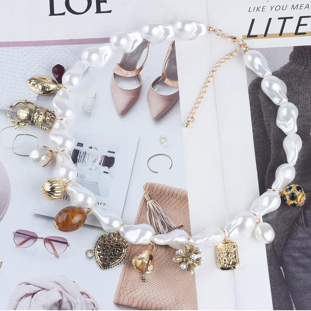 Винтажное жемчужное ожерелье в виде жука-сердца с душистым горошком - Элегантное эффектное украшение на ключицу для женщин