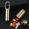Portable Pill Container Keychain Delicate Brass Pill Holder Keychain Portable Waterproof Capsule Container for Pills
