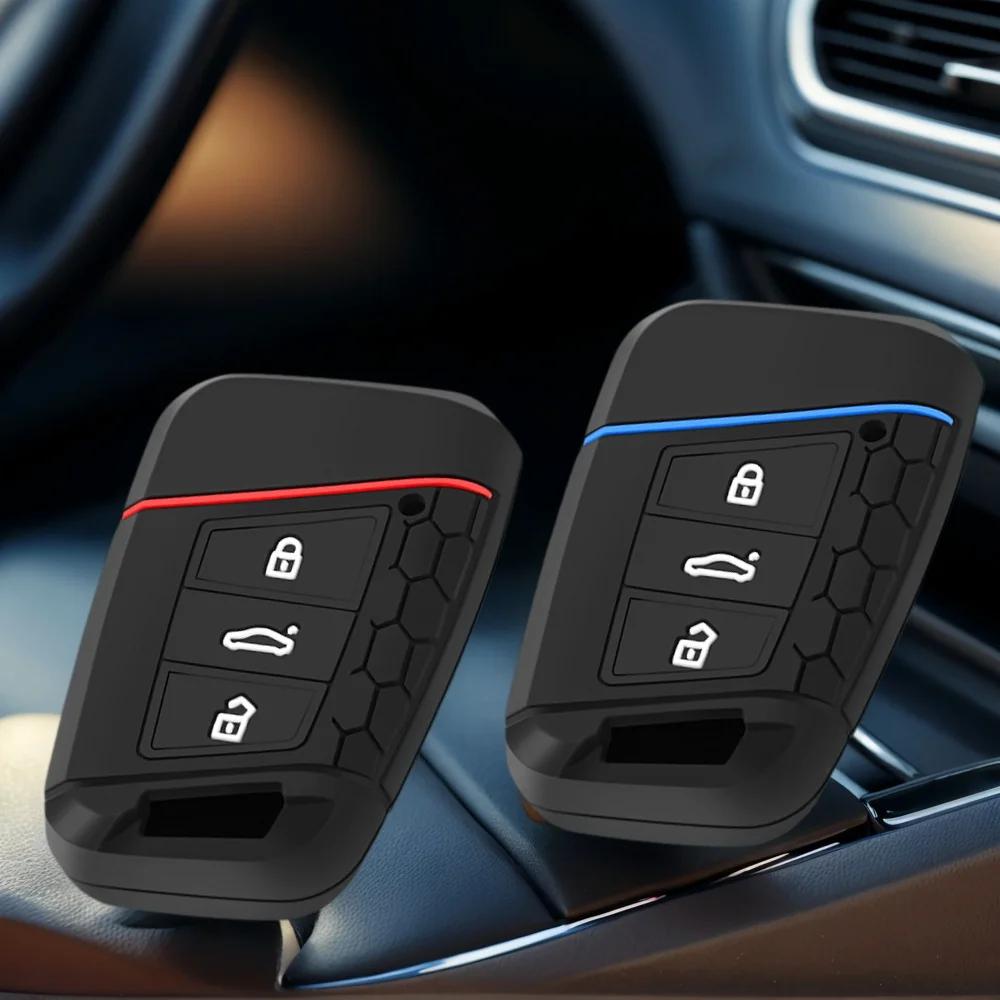 htgks6 3 Button Silicone Remote Car Key Case Cover For VW PASSAT B8 Skoda Kodiaq Superb A7 Car Keyless Fob Shell Holder Protector