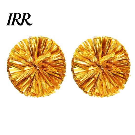 Cheer Squad Accessories 2 Pcs Cheerleader Pom Poms Metallic Holographic with Mini Cheerleading Balls Handle Ring for Sports Team Spirit Party