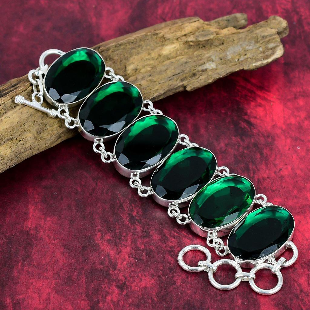 Faceted Chrome Diopside Gemstone Jewelry, 925 Solid Sterling Sliver Necklace & Bracelet Jewelry Set For Wife, Handmade Lovely Diopside Jewelry For Her