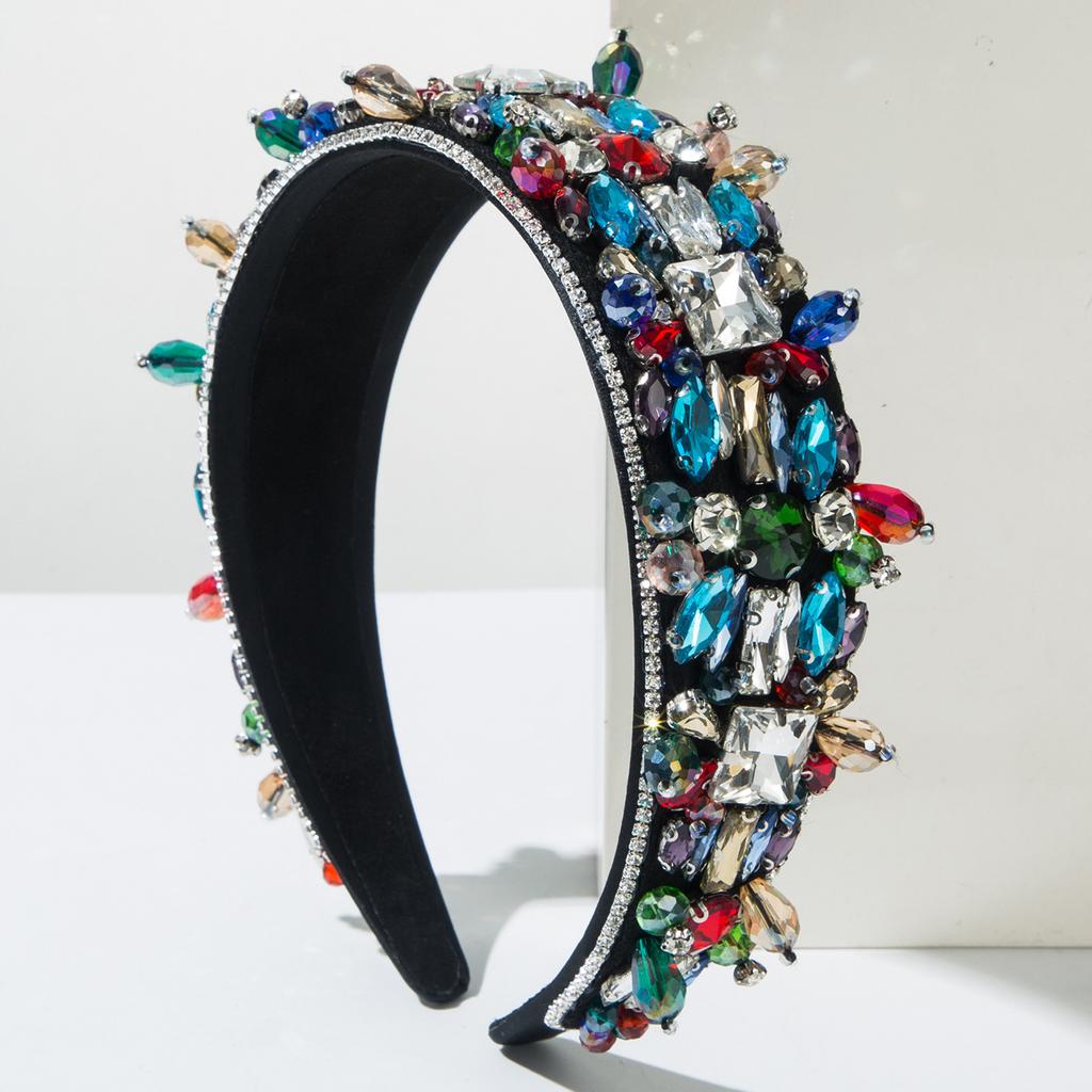 Korean Luxury Full Diamond Crystal Women's Headband Heavy Craft Hand-Beaded Glass Diamonds High Quality Banquet Hair Accessory