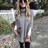 Women's Autumn and Winter Mid-length Twist Turtleneck Solid Color Loose Shawl Sweater