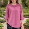 ZANZEA Women Summer Patchwork Round Neck Casual 3/4 Sleeve Loose Blouse