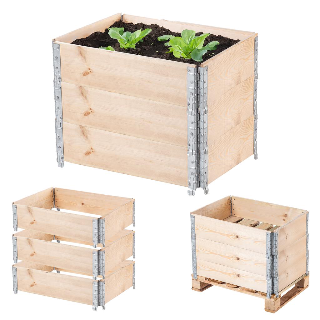 KADAX Wooden Pallet Extension 60x80cm Pallet Container Bed Pack of 3