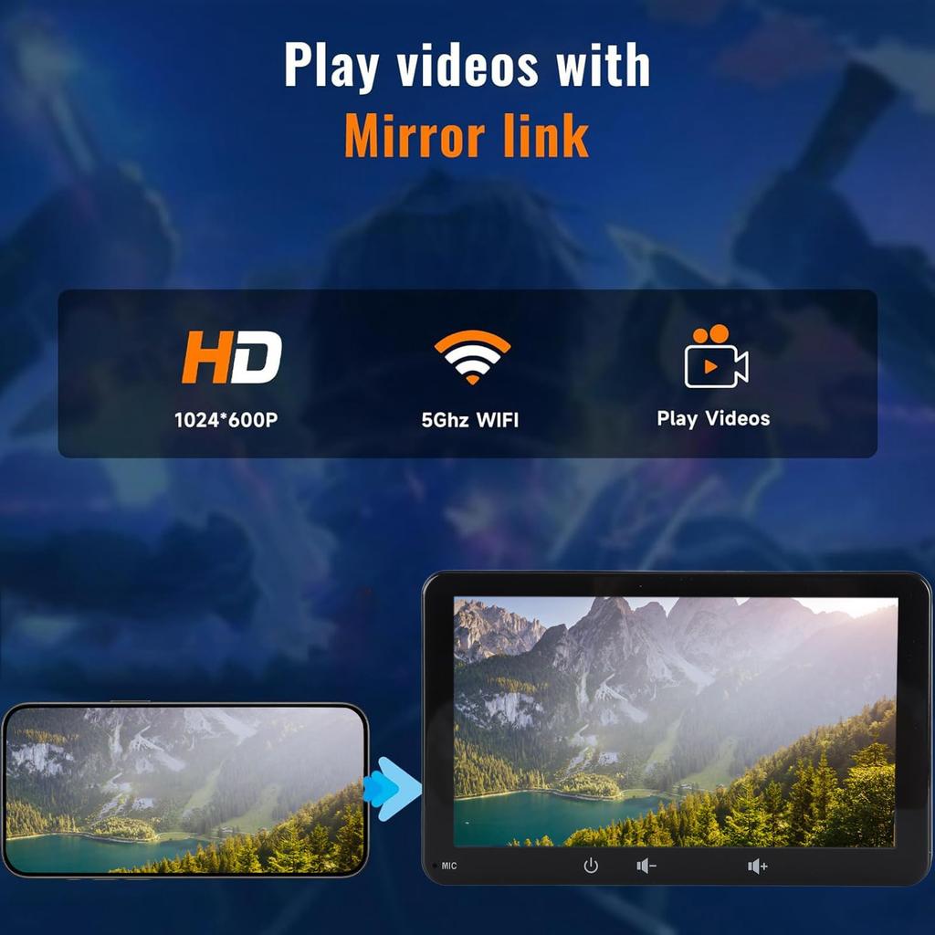 Автомагнитола для CarPlay для Android Портативный сенсорный экран Bluetooth Мультимедийный автомобильный аудиоприемник с HD камерой заднего вида Mirror Link Клейкий 7" Авто, проигрыватель,