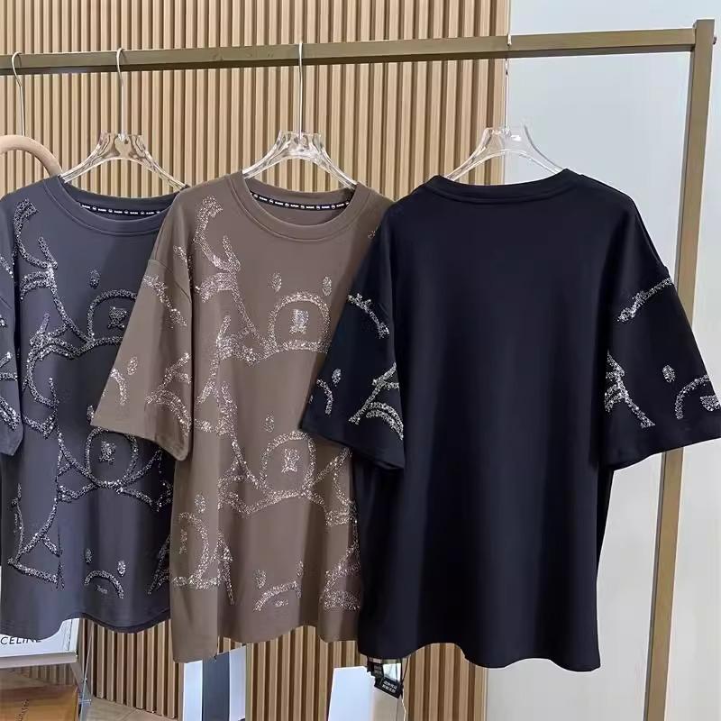 Женская футболка с короткими рукавами и принтом медведя на весну и лето, свободный свитер средней длины с круглым вырезом