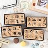 8 шт. Винтажная Мультяшная серия Деревянный Резиновый Набор Штампов с Буквами, Цифрами, Символами Для Изготовления Открыток, Планировщика, Скрапбукинга