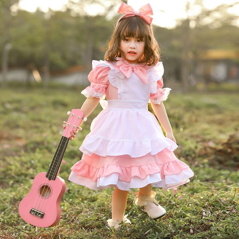 Sweet Lolita Princess Dress Girls With Lace Bow Tulle Skirt - Black Pink Blue Halloween Costume Stage Performance