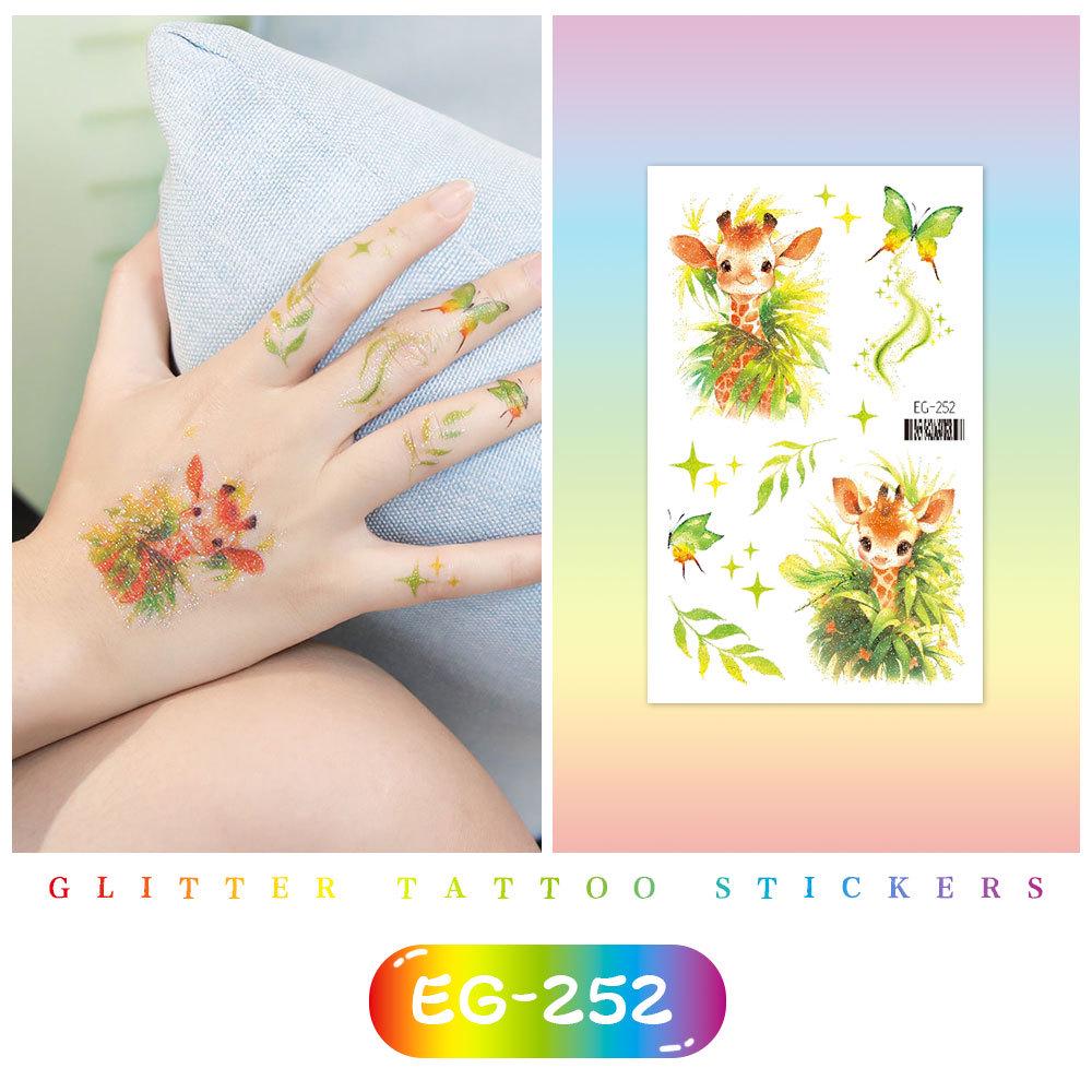 Красочные милые мультяшные животные блестящие татуировки наклейки для детей
