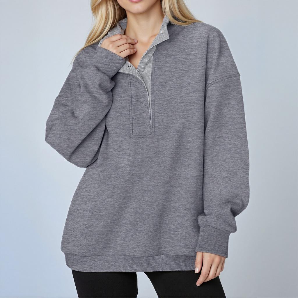 Женский модный пуловер с длинными рукавами и однотонный свитшот