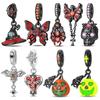 Медь Черный Хэллоуин Шармы Бабочка Череп Бусины Подвеска Ювелирные Изделия Подходят Браслет Ожерелье Для Женщин DIY Подарок