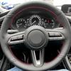 Оплетка на руль для Mazda 3 Axela CX-30 CX30, автомобильный интерьер, рулевое колесо, перфорированный кожаный чехол из микрофибры